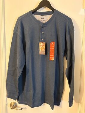 Men’s Long Sleeve Henley in Slate Blue